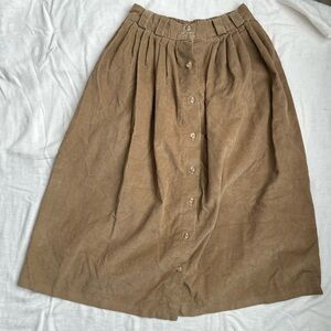 Chic Brown Corduroy A-Line Skirt with Button Detail